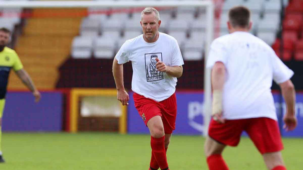 Stuart Beevor in action in the 2021 Martin Gittings Benefit Match