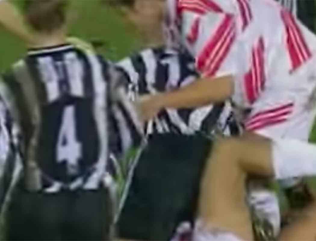 It got niggly between us and Newcastle at Sid James' park too; one brave Boro' boy deciding to take on Stuart Pearce.