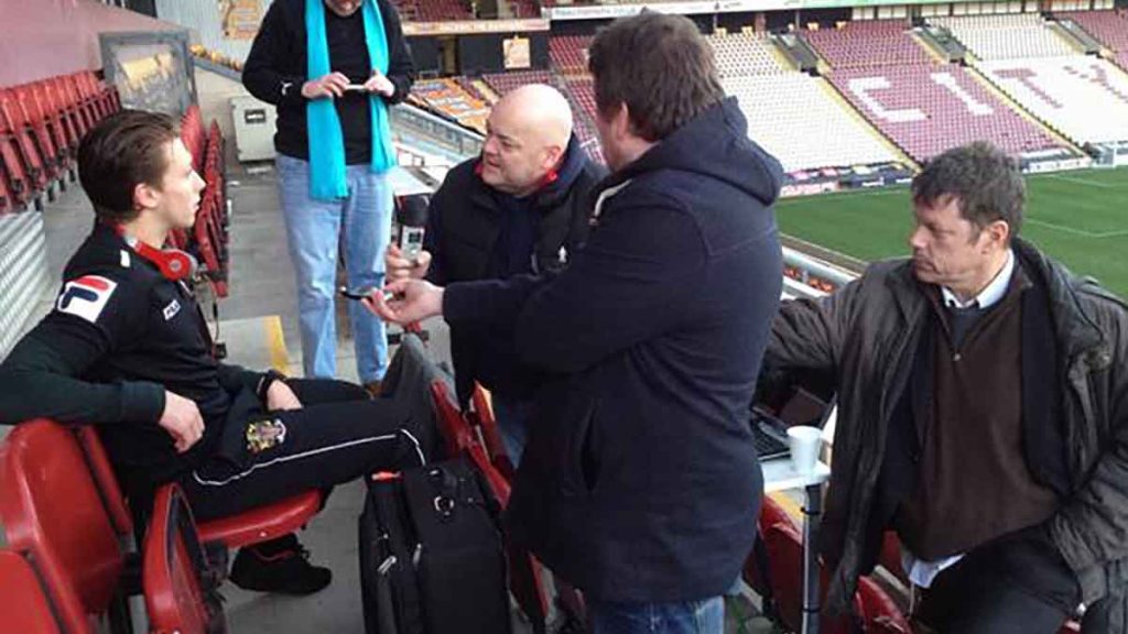Luke Freeman talks to the press after the Bradford City game.