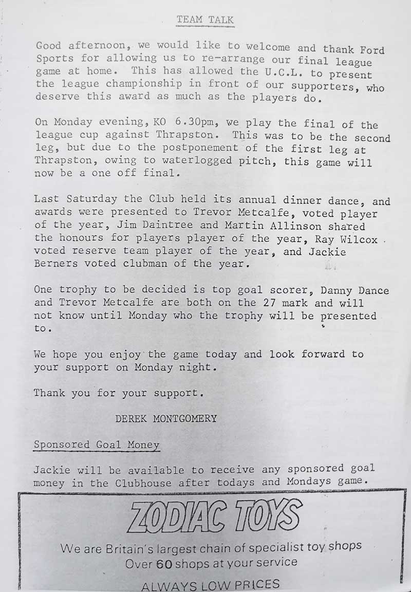 Now for the reason why this 'away' game was played indoors!