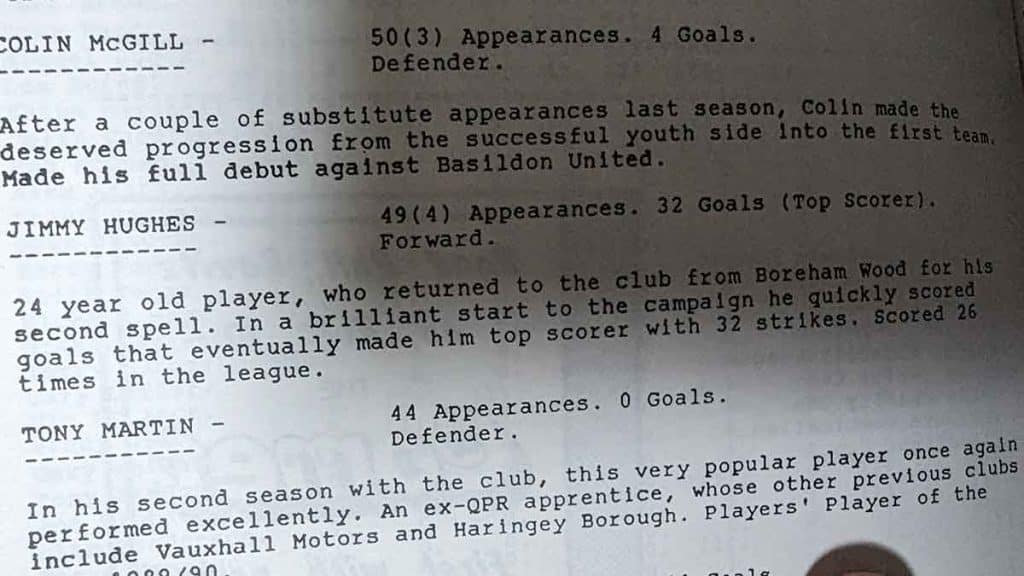 Jimmy Hughes scored 32 times in 53 appearances across the 1990-1 campaign.