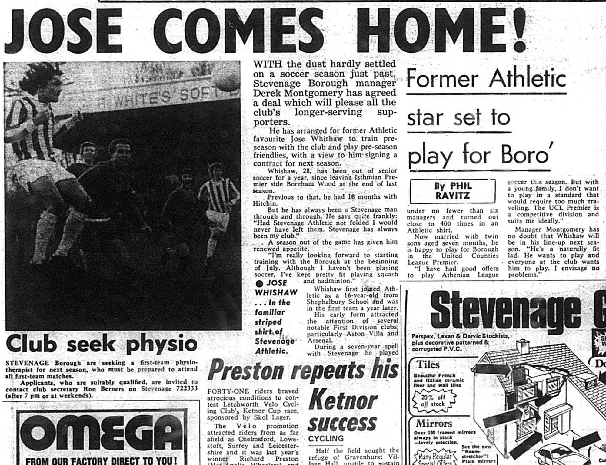 Jose Whishaw 'came home' in July 1981
