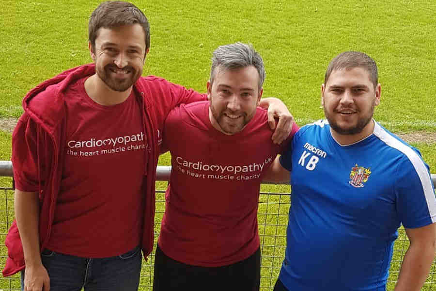 Christie Jones from Cardiomyopathy UK (left), Ben Cole and Keith Bell at the Mitchell Cole Tournament 2019