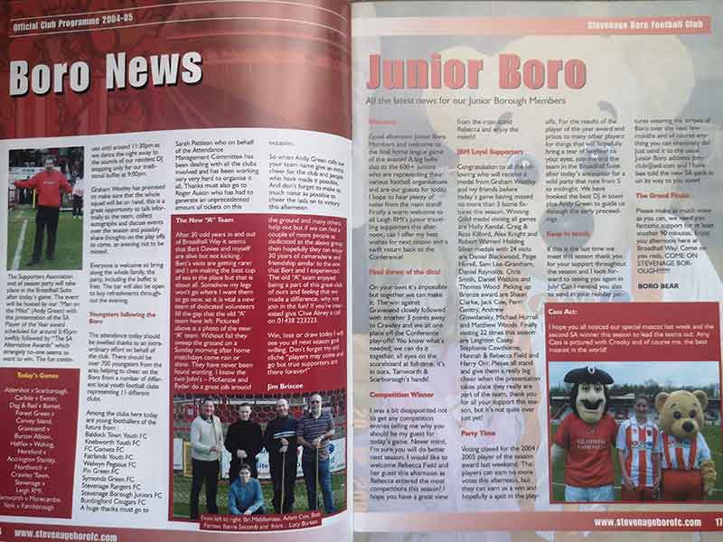 Latest Boro' news from the programme vs Leigh RMI (2005)