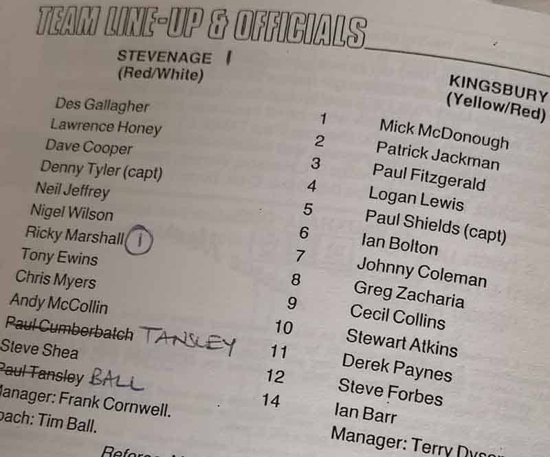 If you have a programme from any of the games we don't have all or any data for, we can use any hand-written changes to see who turned out for us that day