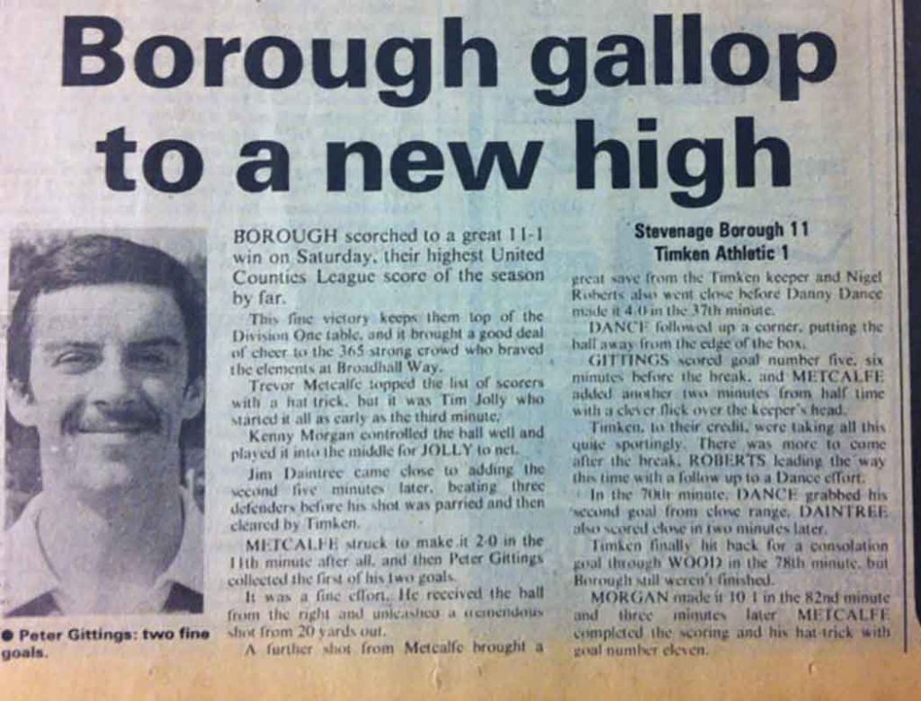 Stevenage Borough 11-1 British Timken Athletic: How The Comet reported it afterwards...