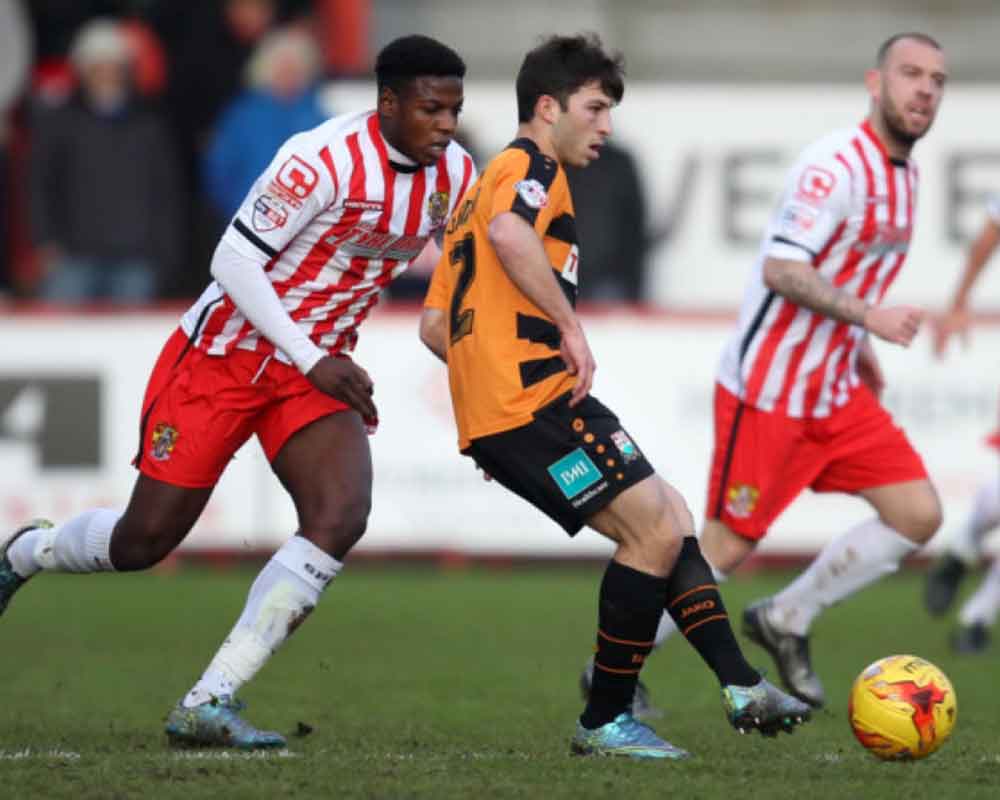 Offrande Zanzala in action on his Boro' debut against Barnet